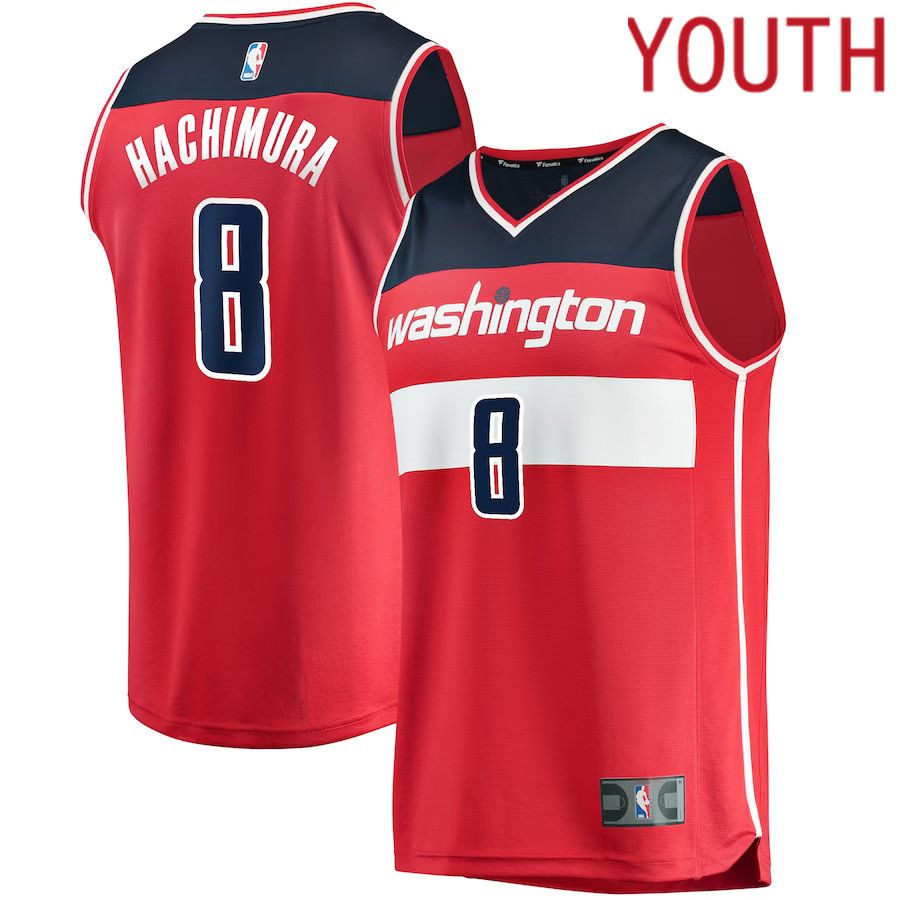 Youth Washington Wizards 8 Rui Hachimura Fanatics Branded Red Replica Fast Break NBA Jersey